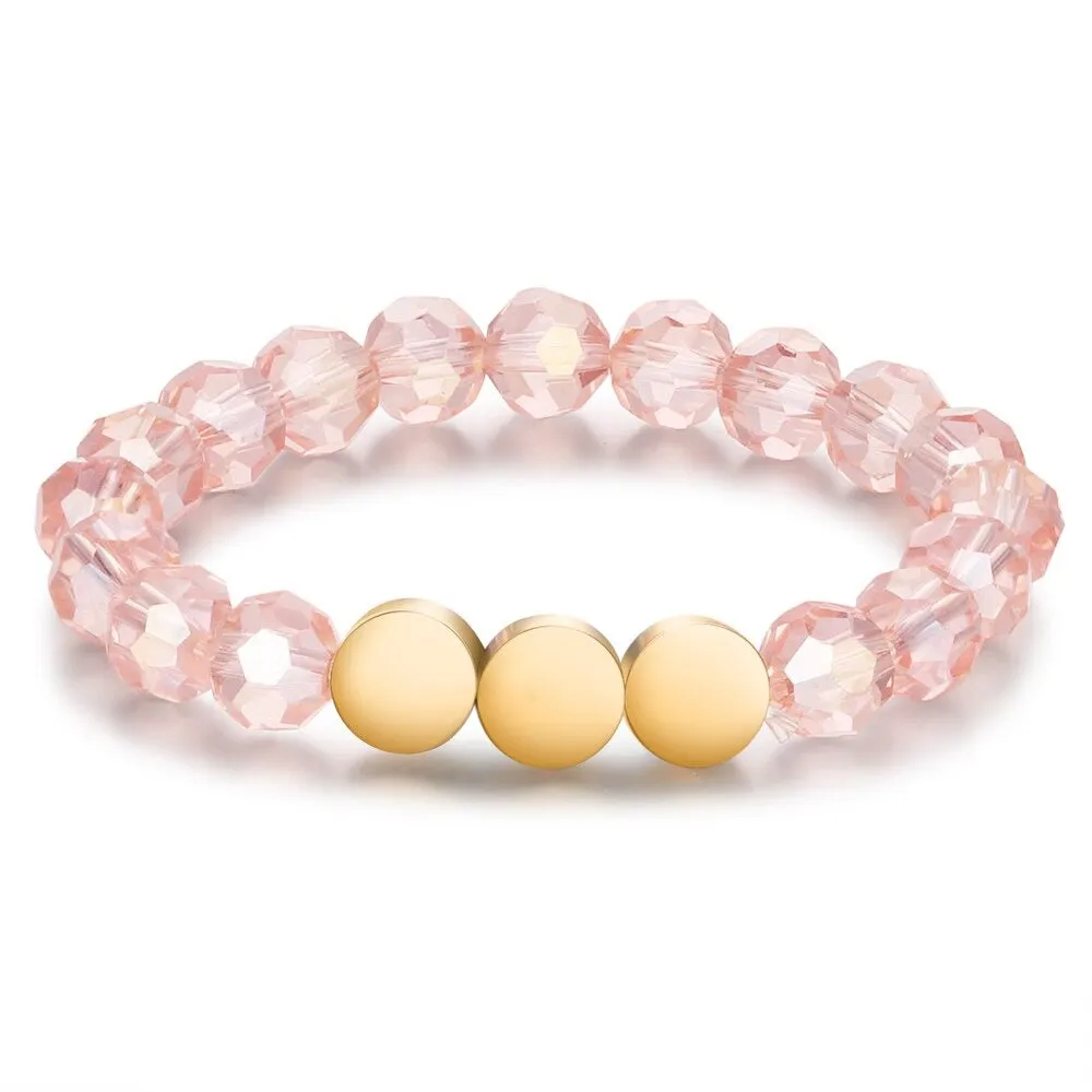 Stainless Steel Pink Beaded Bracelet