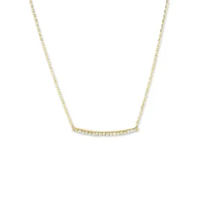 Sterling Silver CZ Curved Bar Necklace - Gold Plated