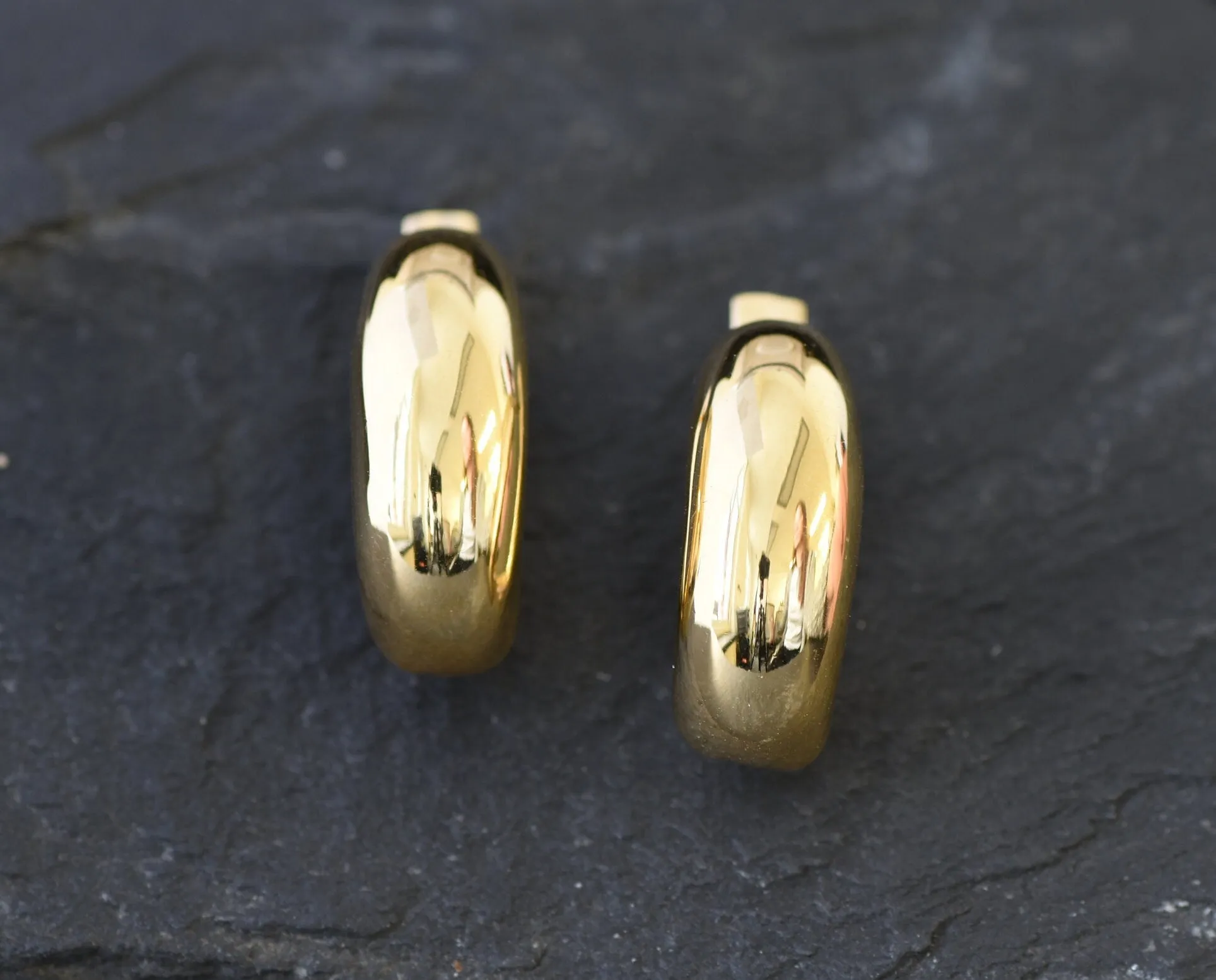 Thick Hoop Earrings - Classic Gold Earrings, Half Hoops Earrings