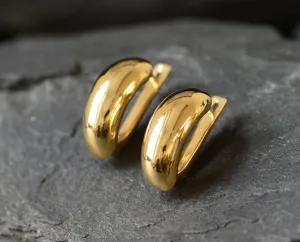 Thick Hoop Earrings - Classic Gold Earrings, Half Hoops Earrings