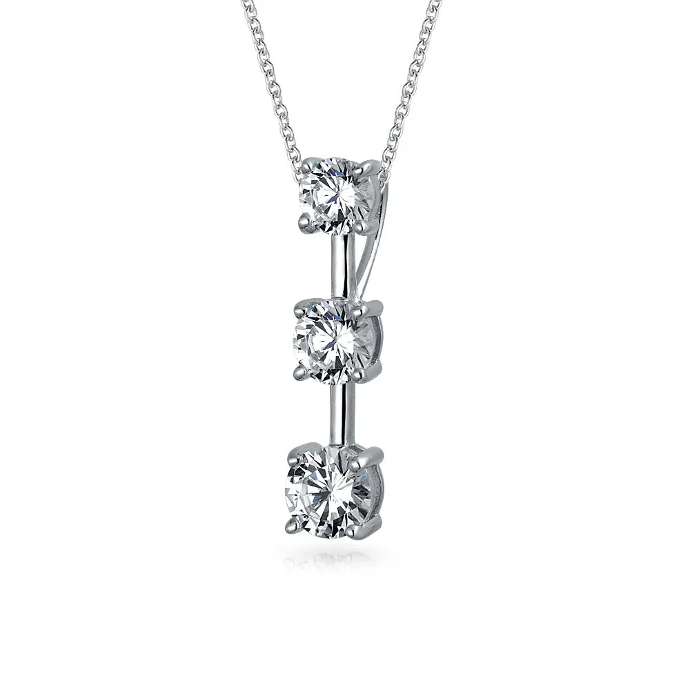 Traditional 2.5CT Solitaire CZ Pendant Necklace in Sterling Silver for Wife