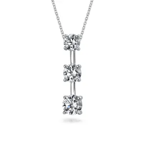 Traditional 2.5CT Solitaire CZ Pendant Necklace in Sterling Silver for Wife