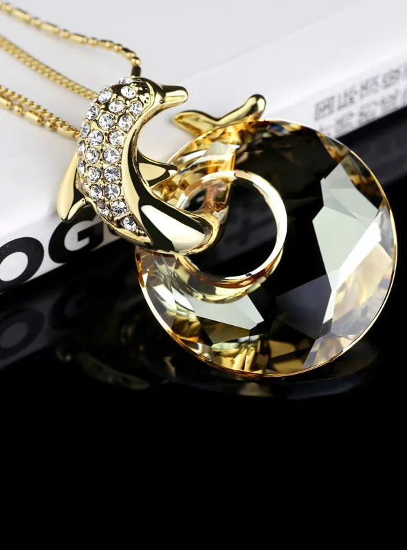 Trendy Dolphin Crystal Necklace