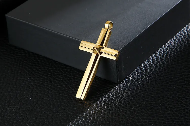 Trendy Double-Layer Cross Pendant Necklace for Men