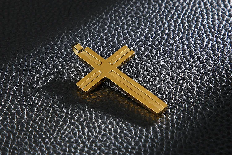 Trendy Double-Layer Cross Pendant Necklace for Men