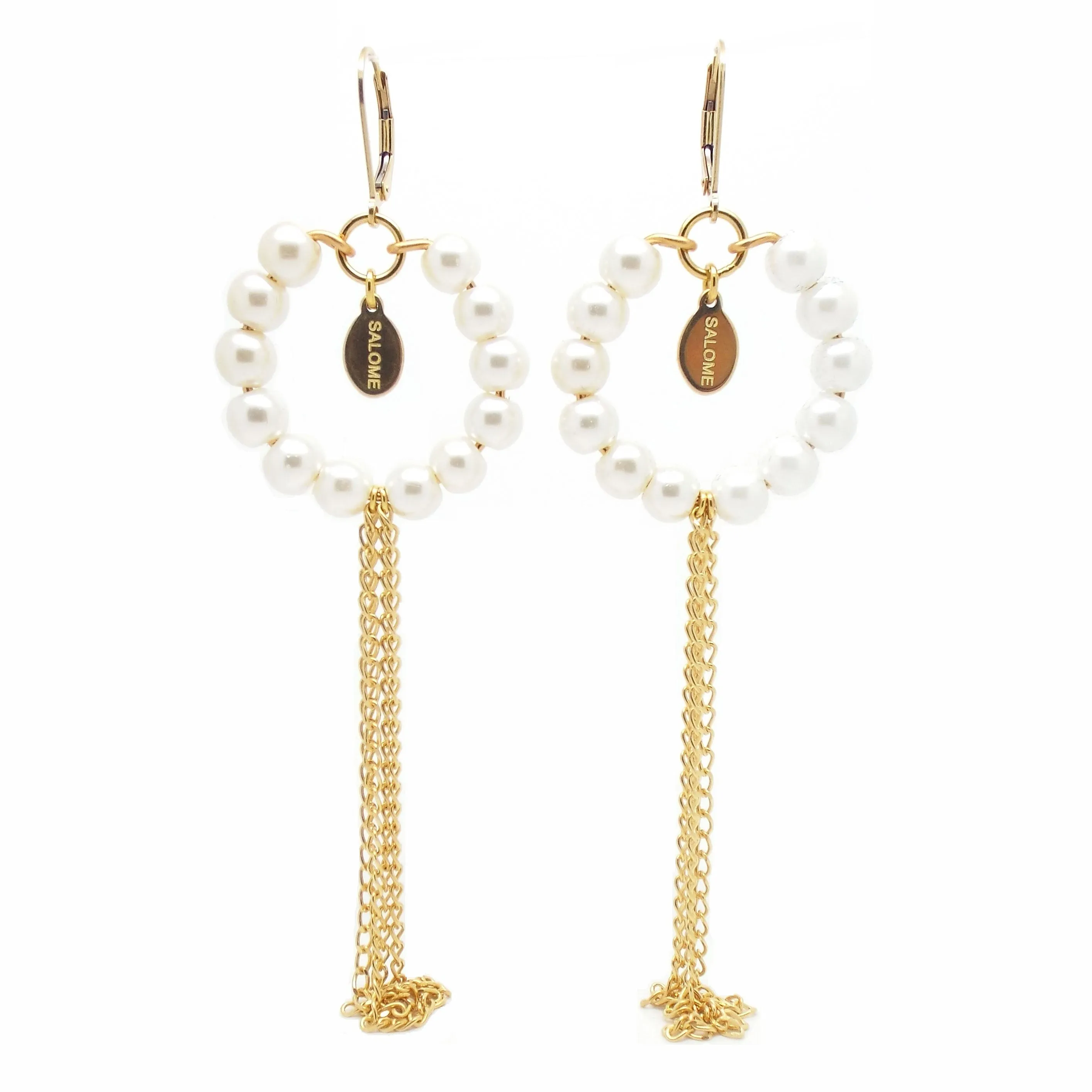 Tribal pearl fringe earrings