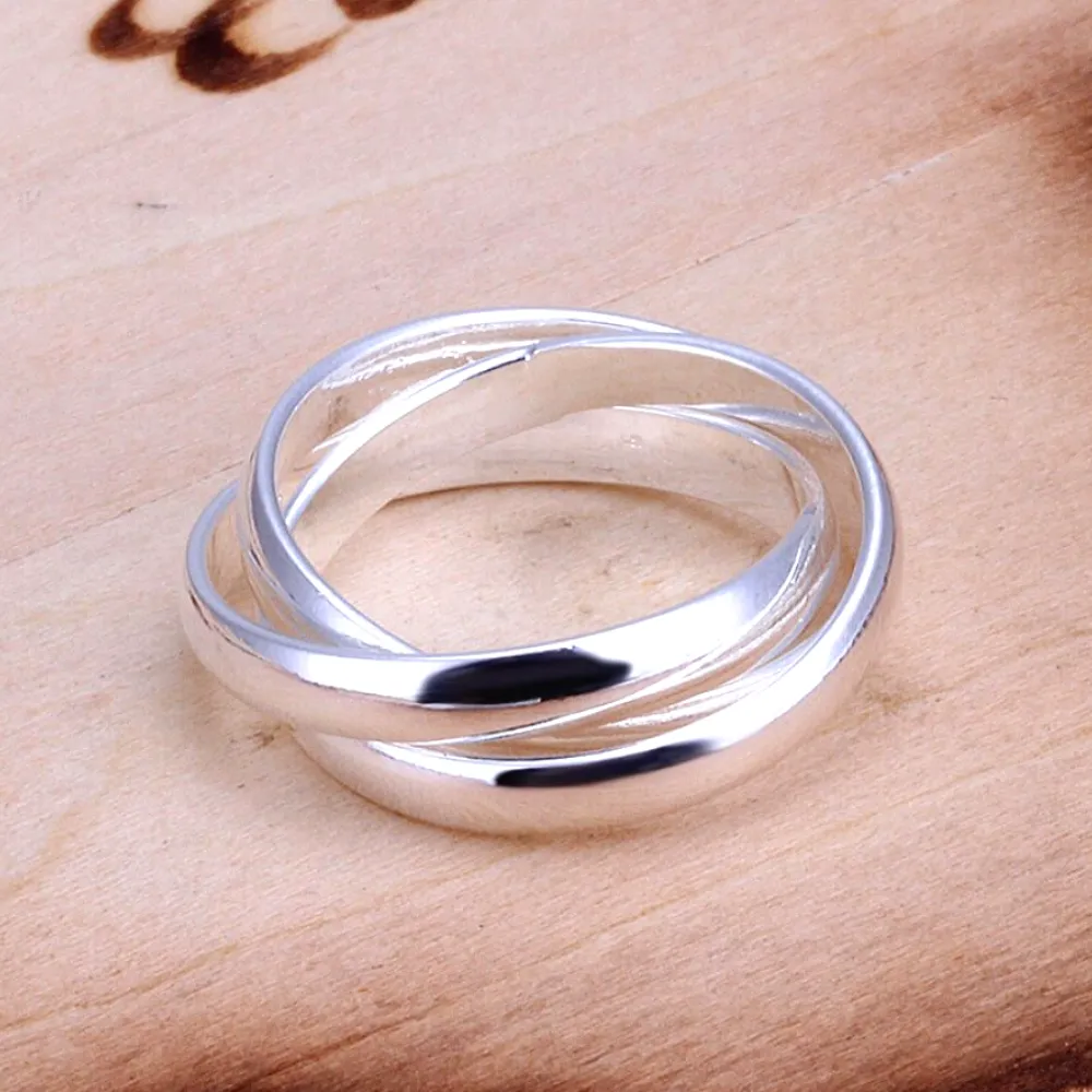 Trinity Silver Interlocked Rolling Rings for Women