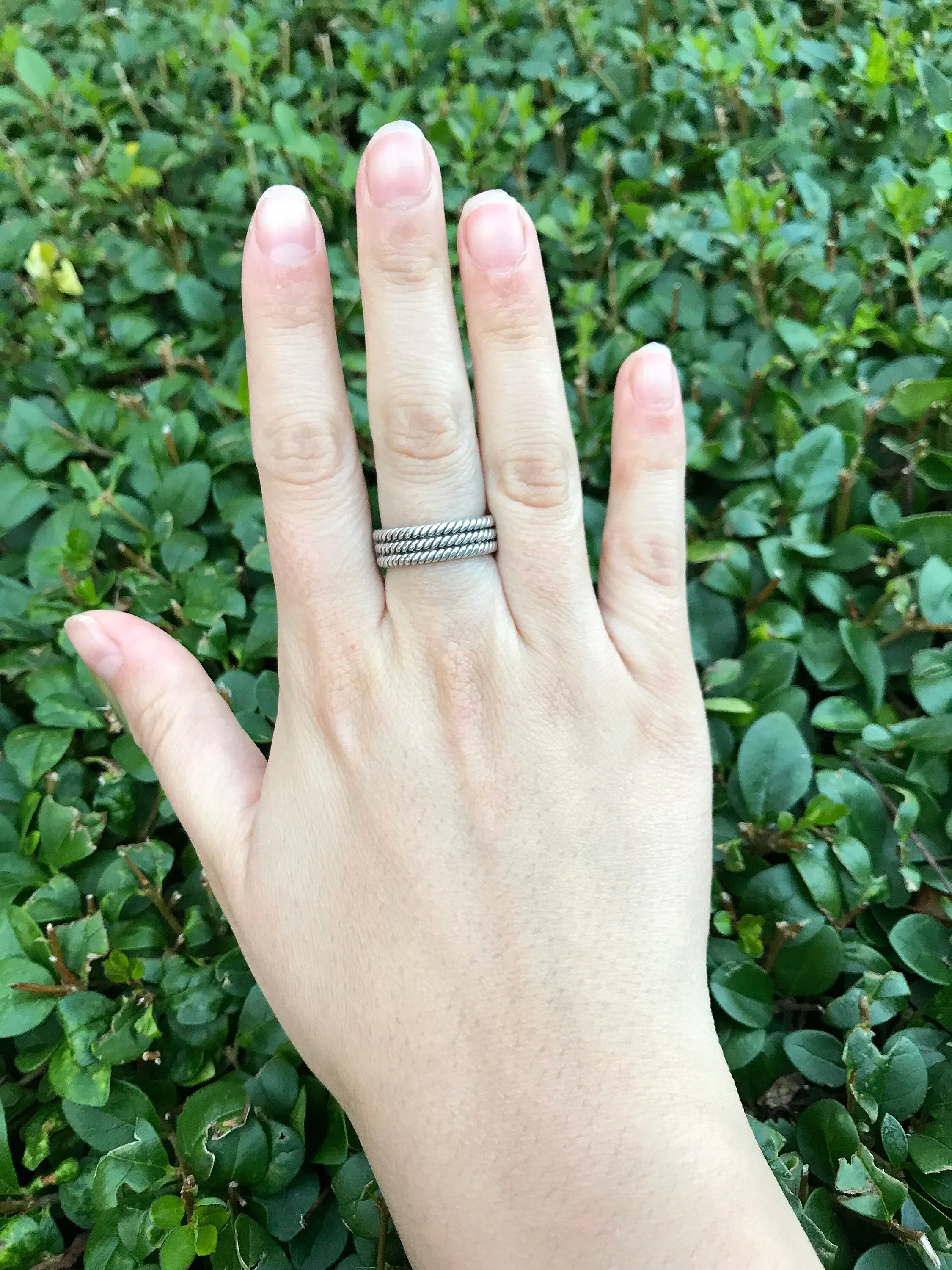 Triple Band Ring - Silver Twisted Ring - Wide Rope Band