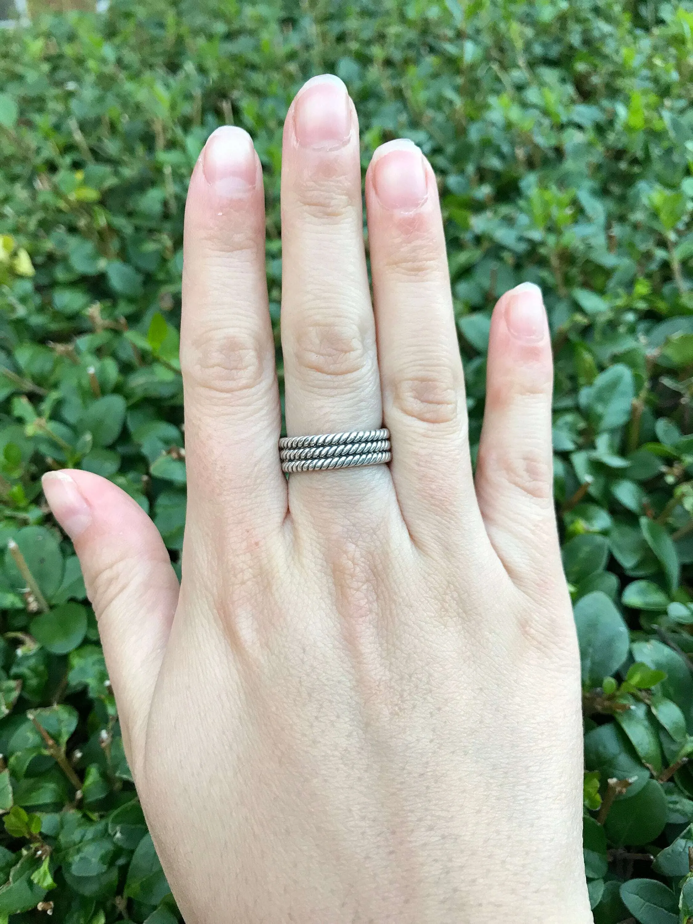 Triple Band Ring - Silver Twisted Ring - Wide Rope Band