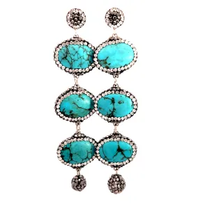 Turquoise 925 Sterling Silver Multi Drop Earring