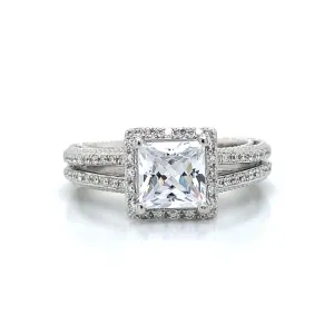 Verragio Square Halo Split Shank Engagement Ring in 18K White Gold