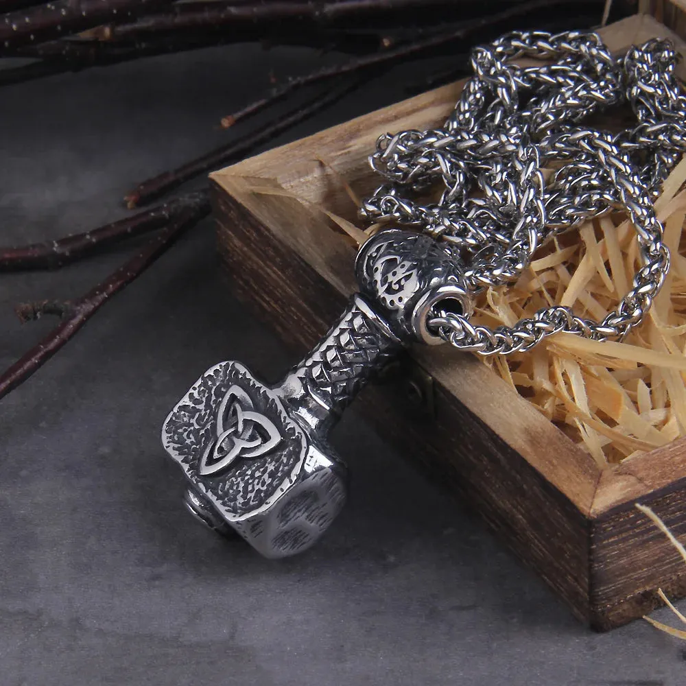 Viking Scandinavian Rune Amulet Mjolnir Necklace