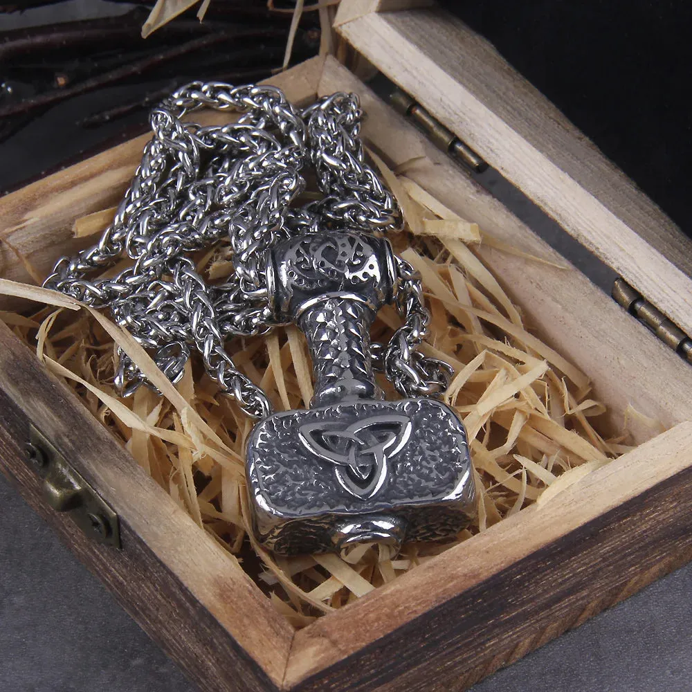 Viking Scandinavian Rune Amulet Mjolnir Necklace