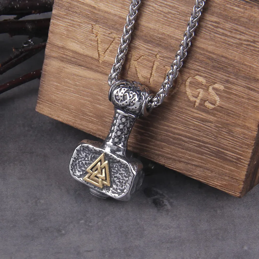 Viking Scandinavian Rune Amulet Mjolnir Necklace