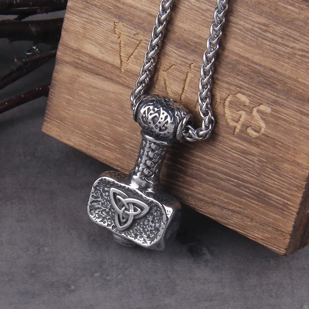 Viking Scandinavian Rune Amulet Mjolnir Necklace