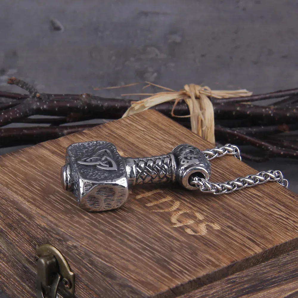 Viking Scandinavian Rune Amulet Mjolnir Necklace