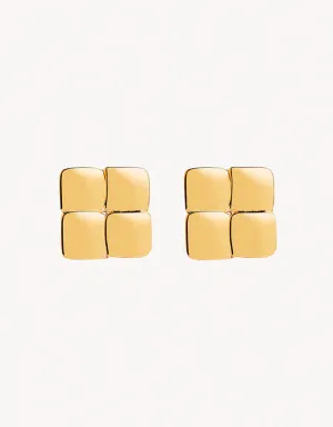 Weave Yellow Gold Stud Earrings