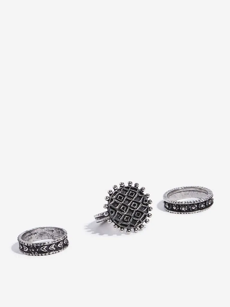 Westside Accessories Silver Rings Pack of 3