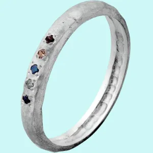 Woman's ring, Mix diamonds silver ring silver stacking ring