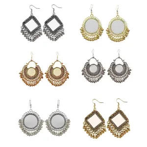 Yellow Chimes Chandbali Earrings for Women Oxidised Silver Earrings Combo of 6 Pairs Afghani Kashmiri Tribal Style Chandbali Earrings for Women and Girls.