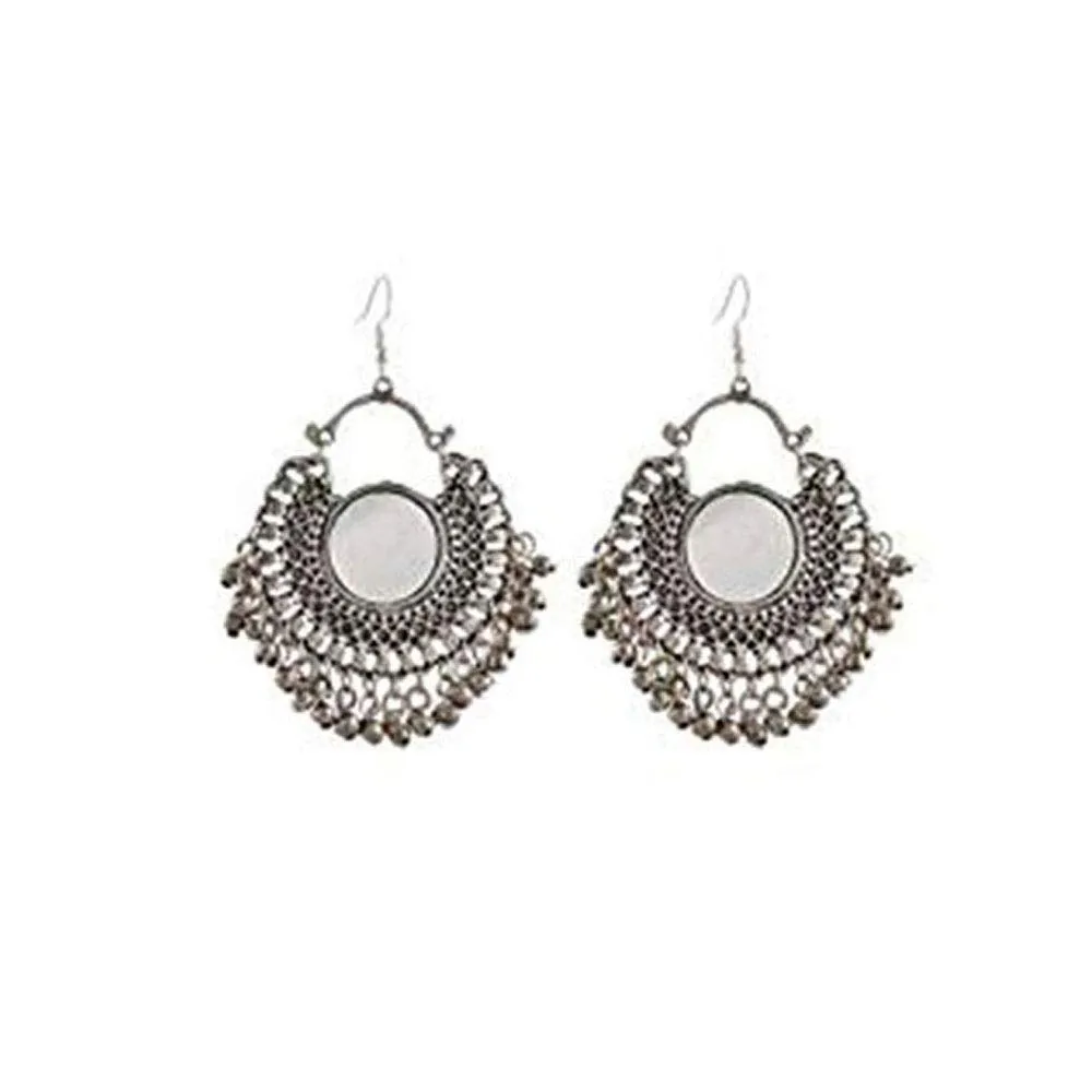 Yellow Chimes Chandbali Earrings for Women Oxidised Silver Earrings Combo of 6 Pairs Afghani Kashmiri Tribal Style Chandbali Earrings for Women and Girls.