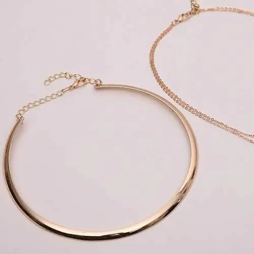 Zircon Gold Collar Chain Multilayer Pendant Necklace For Women